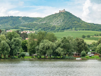 The ruins of the devicky castle in palava hills above artificial lake nove mlyny in south moravia