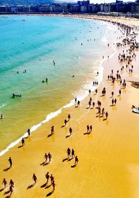 High angle view of people at beach