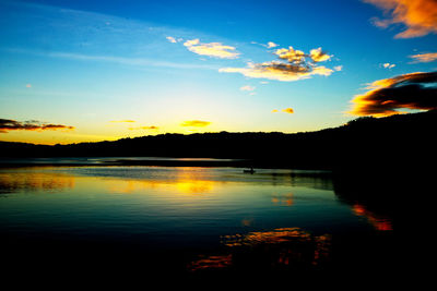 Scenic view of lake at sunset