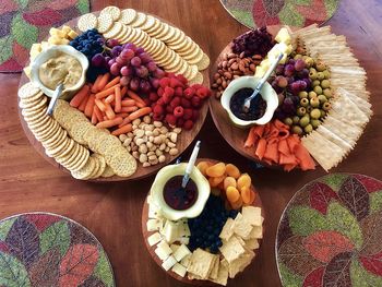 High angle view of breakfast on table