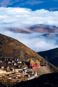 High angle view of townscape against sky