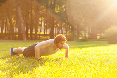 Full length of boy in farm