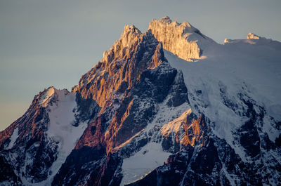 Panoramic view of snowcapped mountains against sky