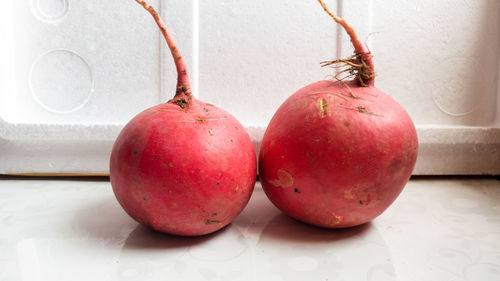 Close-up of apple hanging