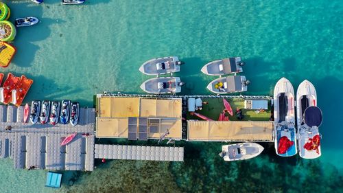 High angle view of swimming pool by sea