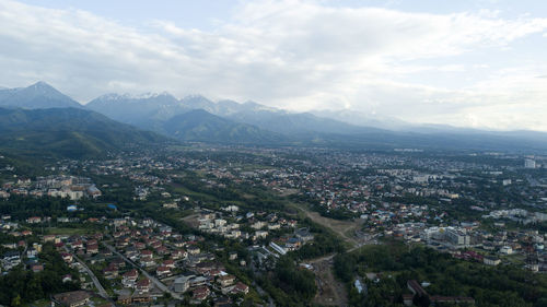 High angle view of townscape against sky