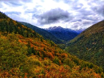 Scenic view of mountains against sky