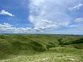 Beautiful view of green lawn in wairinding hills,east sumba