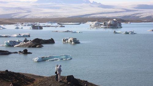 Scenic view of glacier and river