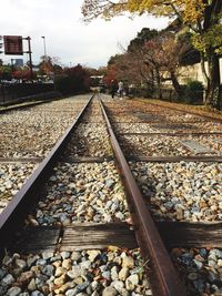 Railroad tracks against sky