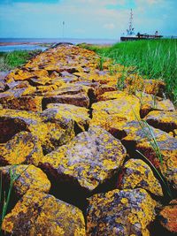 Scenic view of rocks against sky