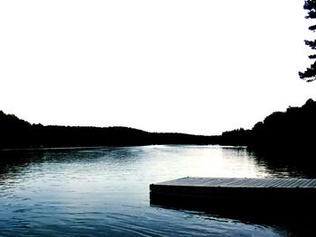 Scenic view of calm lake against clear sky