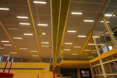 Low angle view of illuminated ceiling of building