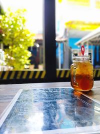 Close-up of drink on table