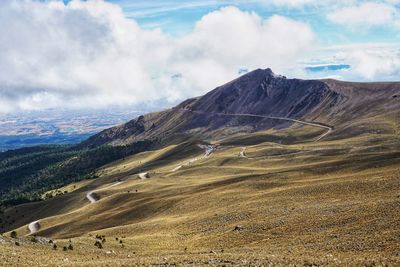 Scenic view of arid landscape against sky