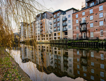 Reflection of buildings on lake