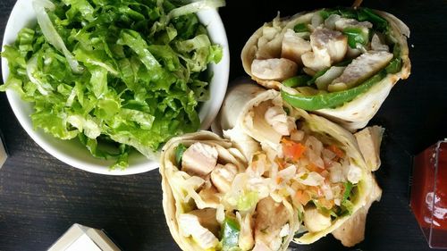 High angle view of vegetables in bowl