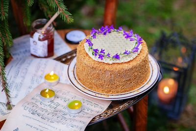 Close-up of cake on table