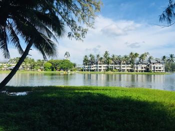 Scenic view of lake against sky