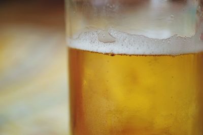 Close-up of beer in glass