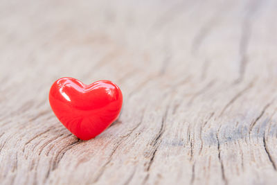 Close-up of heart shape on table