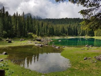 Scenic view of lake against sky