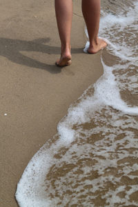 Low section of person standing on beach