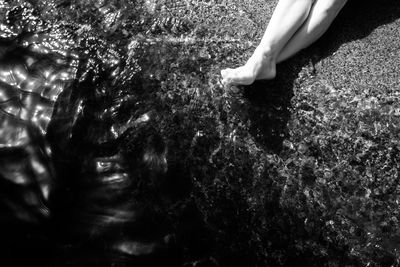 Low section of woman on shore at beach