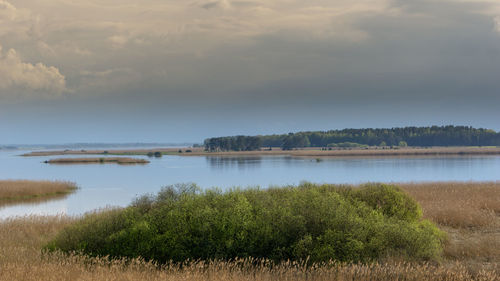 Scenic view of lake against sky