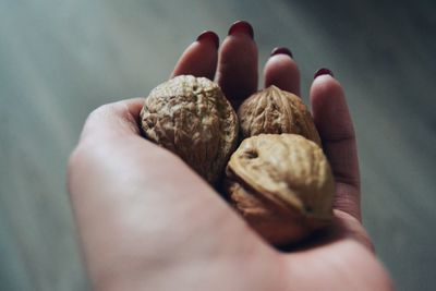 Close-up of hand holding bread