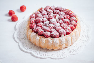 High angle view of cake in plate