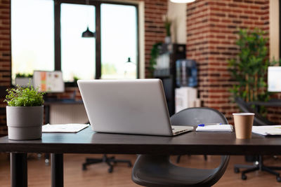 Digital tablet on table