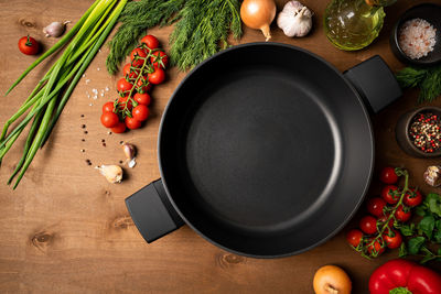 High angle view of food on table