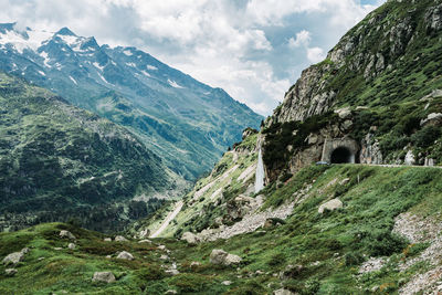 Scenic view of mountains against sky