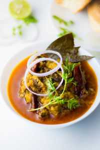 High angle view of meal served in plate