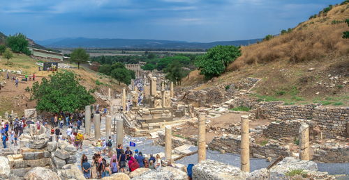 Tourists at a temple