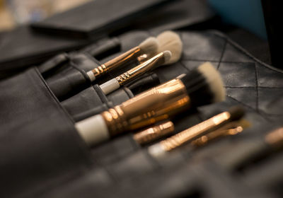 Close-up of make-up brushes