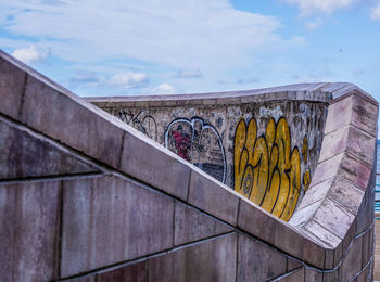 Low angle view of graffiti on wall