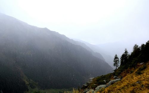 Scenic view of mountains against clear sky