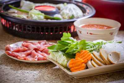 Close-up of food on table