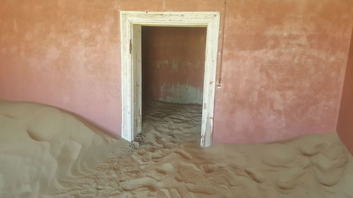 Close-up of window on wall of building