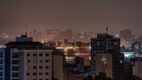 Long exposure urban night photography with buildings and lights of a brazilian city