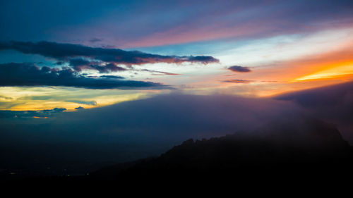 Scenic view of dramatic sky during sunset