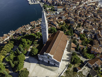 High angle view of buildings in city