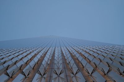 World trade center complex in manhattan new york city. skyward abstract view of modern skyscraper