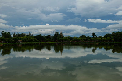 Scenic view of lake against sky