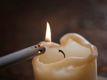 Close-up of lit candle