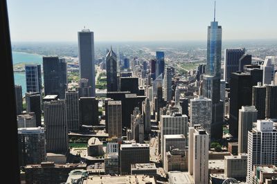 Aerial view of cityscape against sky