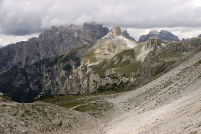 Rocky mountains against clouds