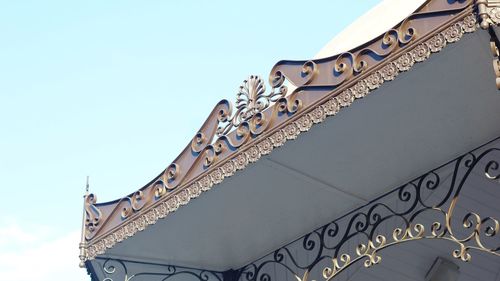 Low angle view of traditional building against clear sky